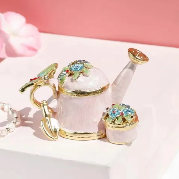 Tea pot jewelry box, vase jewelry box, cloisonne tea pot decoration, home decor